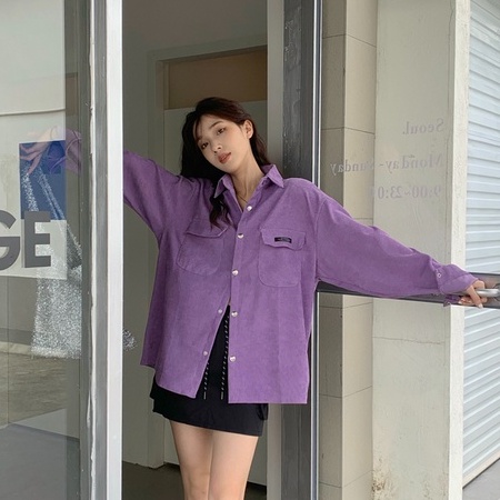 ZHELIHANGFEI Áo Sơ Mi Tay Dài Form Rộng Theo Phong Cách Retro Dễ Phối Đồ