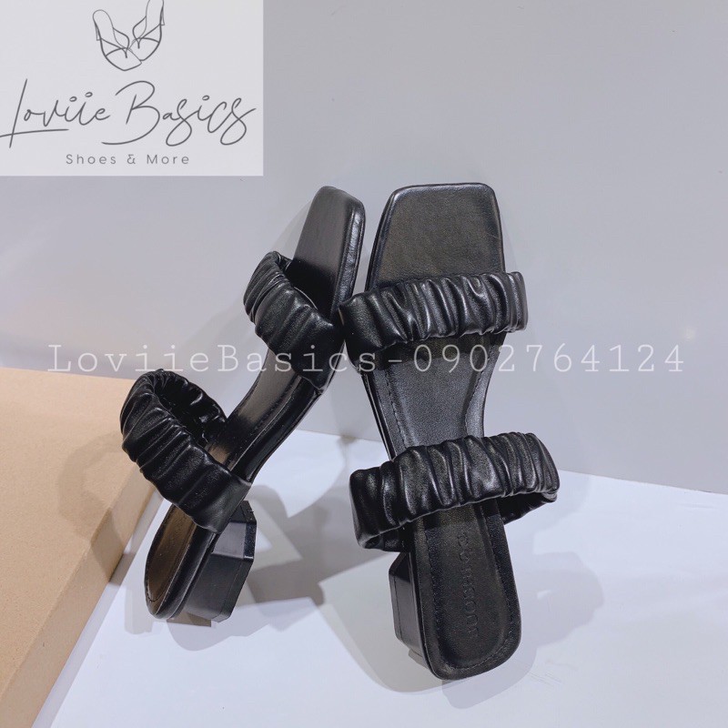 LOVIIE BASICS - DÉP NỮ CAO GÓT THỜI TRANG 2 QUAI ĐẾ VUÔNG - DÉP NỮ THỜI TRANG QUAI BÈO NHÚN - DÉP GUỐC NỮ 3CM D210409