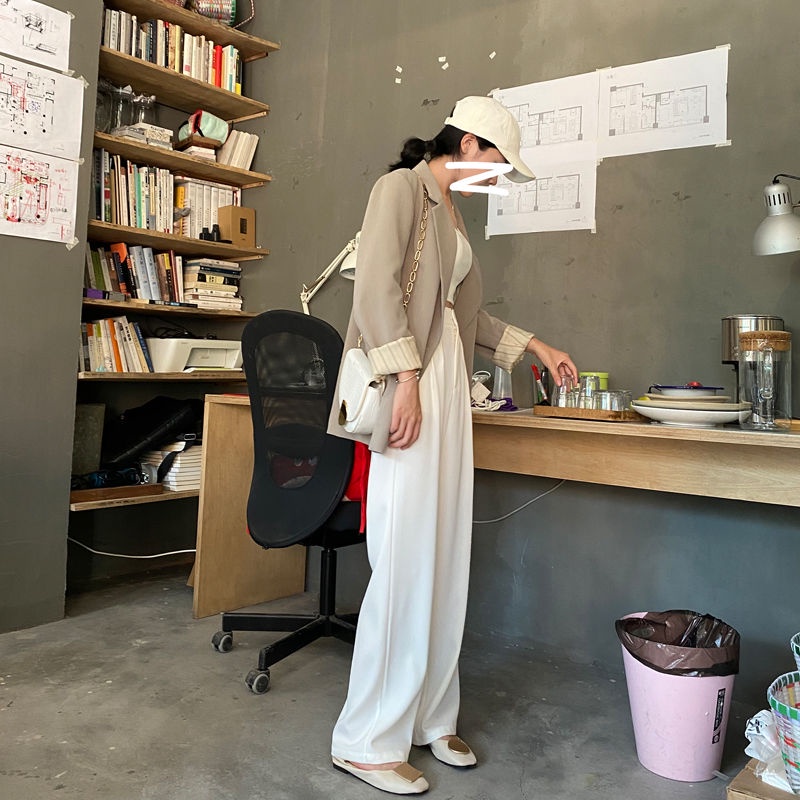 Quần dài IELGY lưng cao ống rộng màu đen/ màu trắng thời trang dành cho nữ