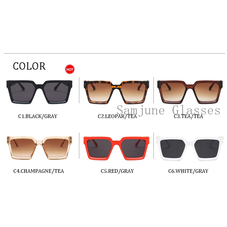 Kính Mát Tròng Vuông 6 Màu Chống Tia Uv400 Samjune