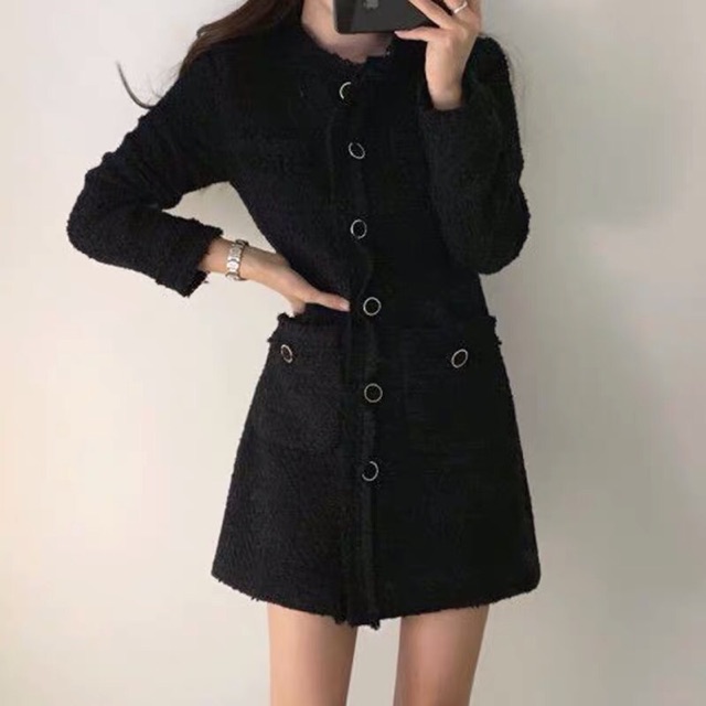 VÁY DẠ TWEED MÀU ĐEN, TRẮNG