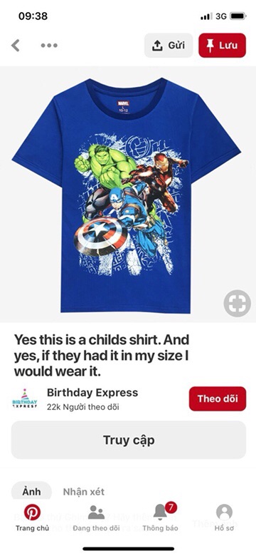 Áo Marvel size đại cho bé