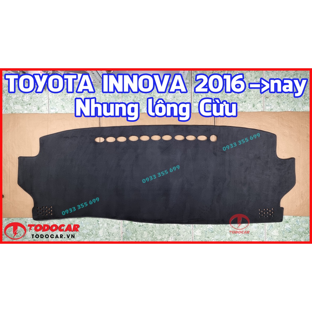 Thảm Taplo TOYOTA INNOVA bằng Nhung lông Cừu hoặc Da vân Carbon, Da vân Gỗ