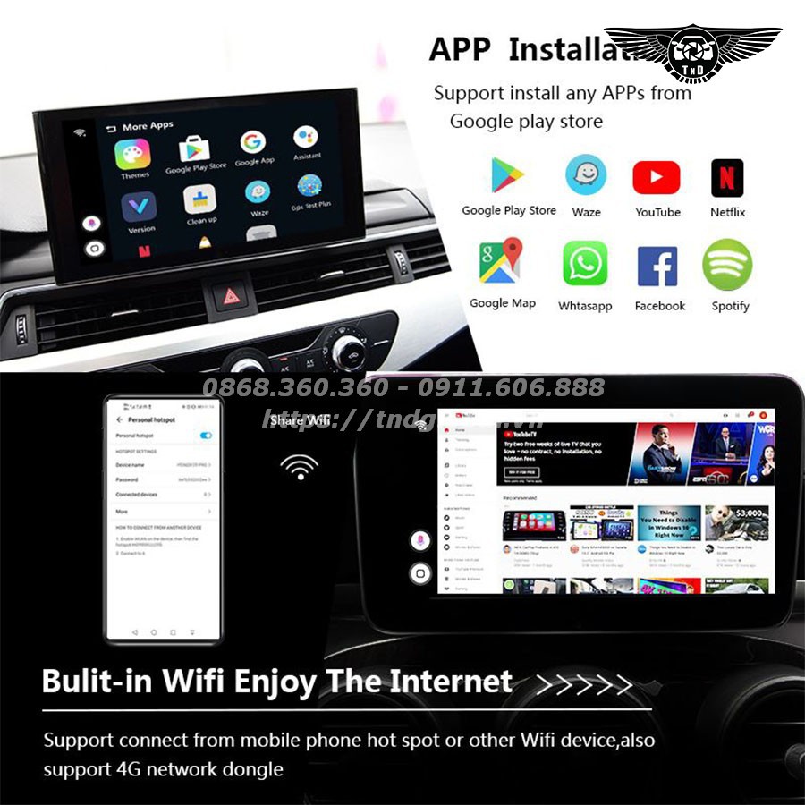 CarPlay Android Box AI - Biến Màn Zin Của Ô Tô Thành Màn Android - RAM 2GB ROM 32GB - Nghe Nhạc, Youtube, Bản Đồ