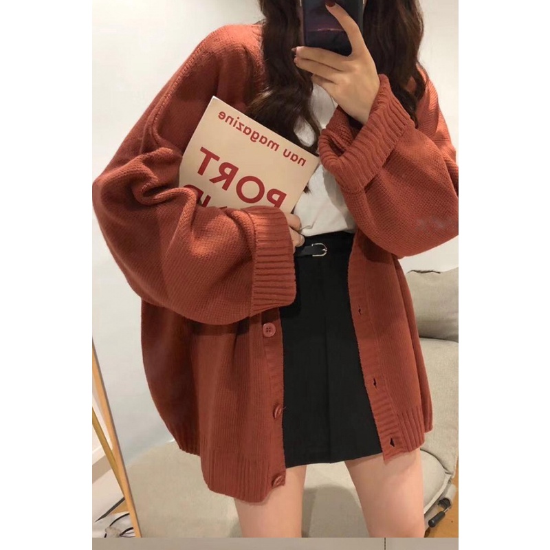 Áo cardigan len nữ dầy dặn 2022, áo khoác len nữ hàn quốc màu kaki, trắng mơ, đen, đỏ