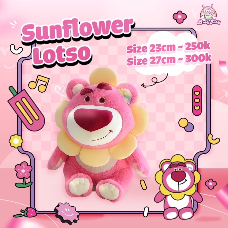 Gấu Bông Sunflower Lotso Toy Story màu hồng nhạt đáng yêu, thú nhồi bông đồ chơi làm quà tặng, bông nhồi BuddyTeddy