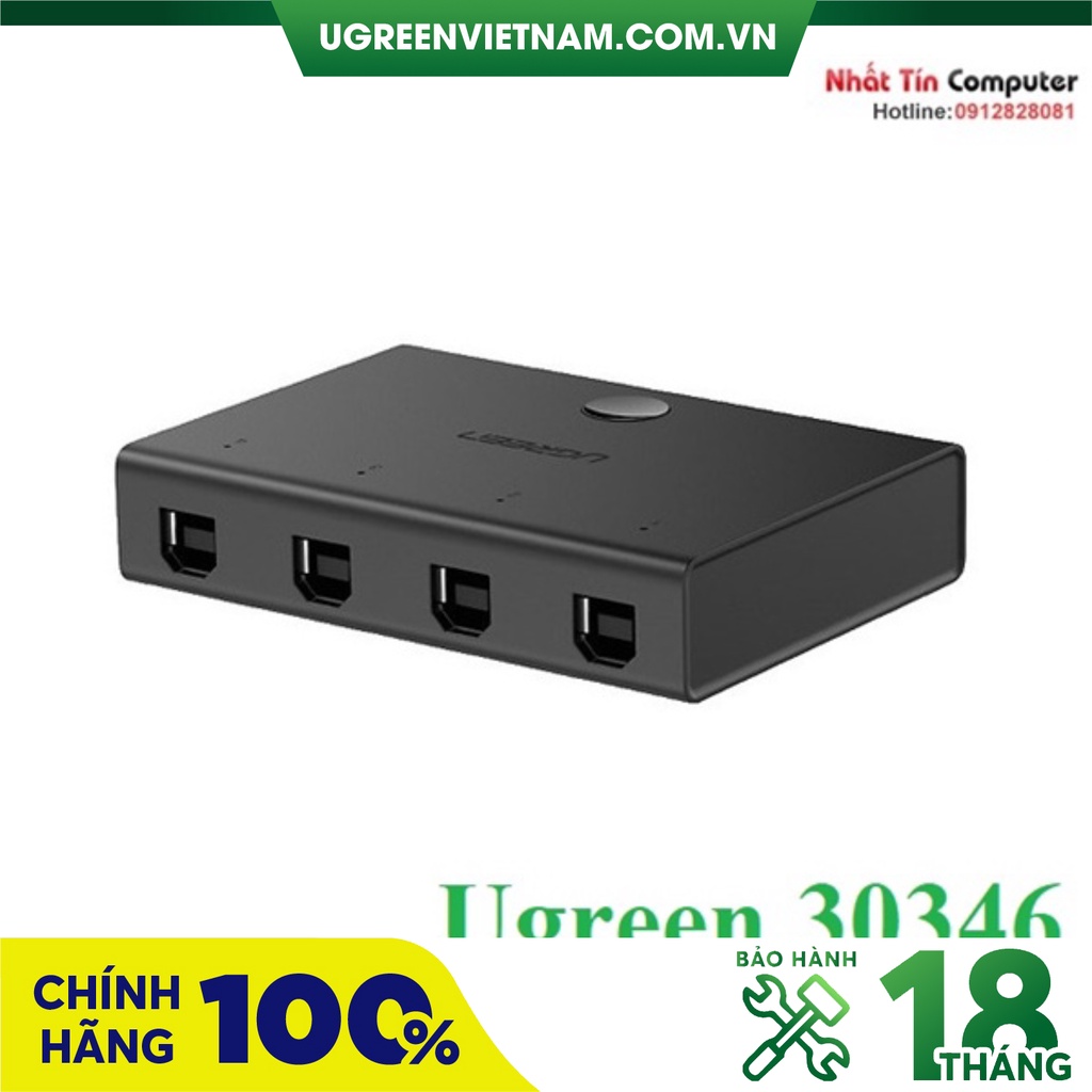 Bộ chia sẻ tín hiệu USB cho 4 máy tính PC, laptop, Macbook chính hãng Ugreen 30346 cao cấp