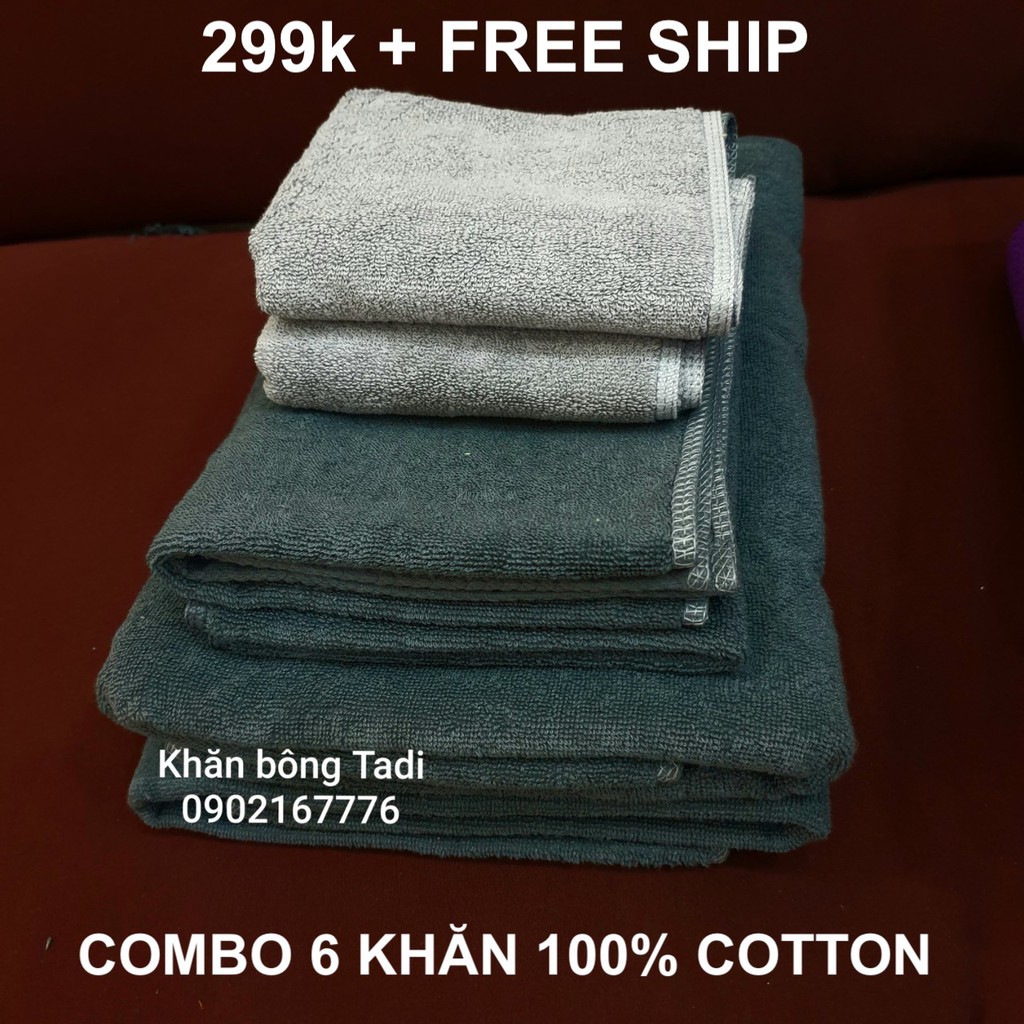 COMBO 6 khăn xuất Nhật dư 100% cotton 2 mặt 2 gội 2 tắm