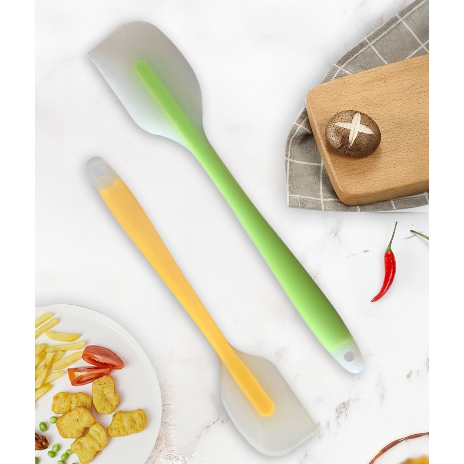 Dụng cụ làm bánh: Cây Spatula phới dẹt trộn bột, đánh trứng phết kem silicon đúc nguyên khối chịu nhiệt muôi lật thức ăn