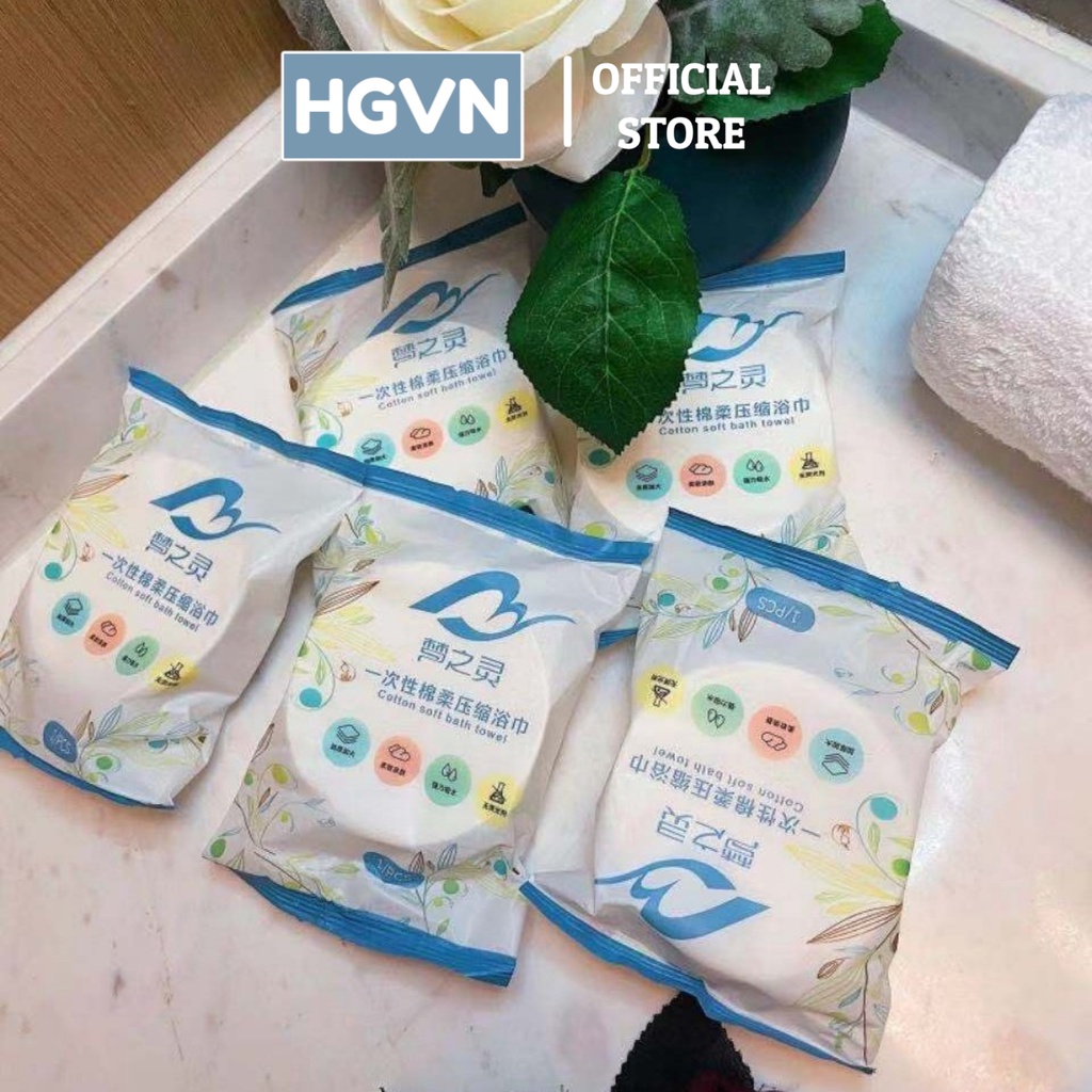 Khăn Tắm Nén Du Lịch HGVN Bằng Cotton Tiện Lợi Dùng Một Lần 1m4 x 70cm #250