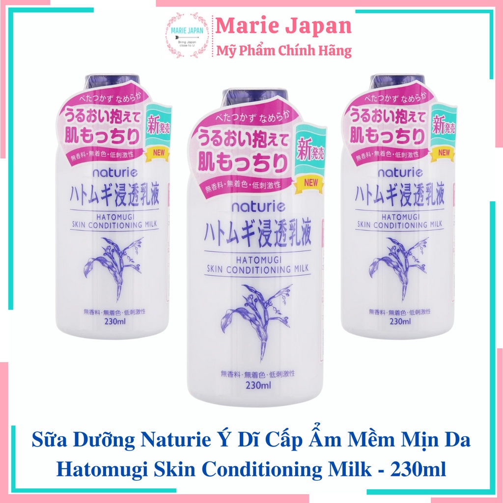 Sữa Dưỡng Naturie Ý Dĩ Cấp Ẩm Mềm Mịn Da Hatomugi Skin Conditioning Milk - 230ml