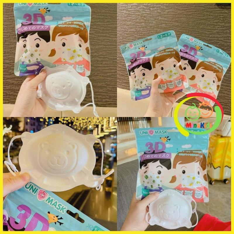 Khẩu Trang Gấu Cho Bé Unimask 3D Kháng Khuẩn Sét 3 Cái Có Dây Điều Chỉnh Độ Dài Cho Trẻ Từ Sơ Sinh Đến 1 2 3 Tuổi KT13