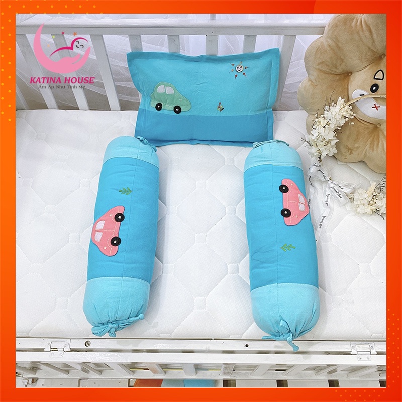 Bộ gối nằm gối ôm cho bé  cotton cara đắp hình sao đẹp, mềm mại thoáng mát
