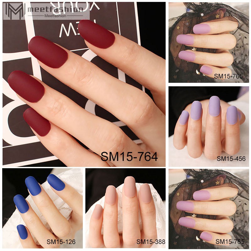 Set 24 Móng Tay Giả Màu Nhám Trang Trí Cho Cô Dâu