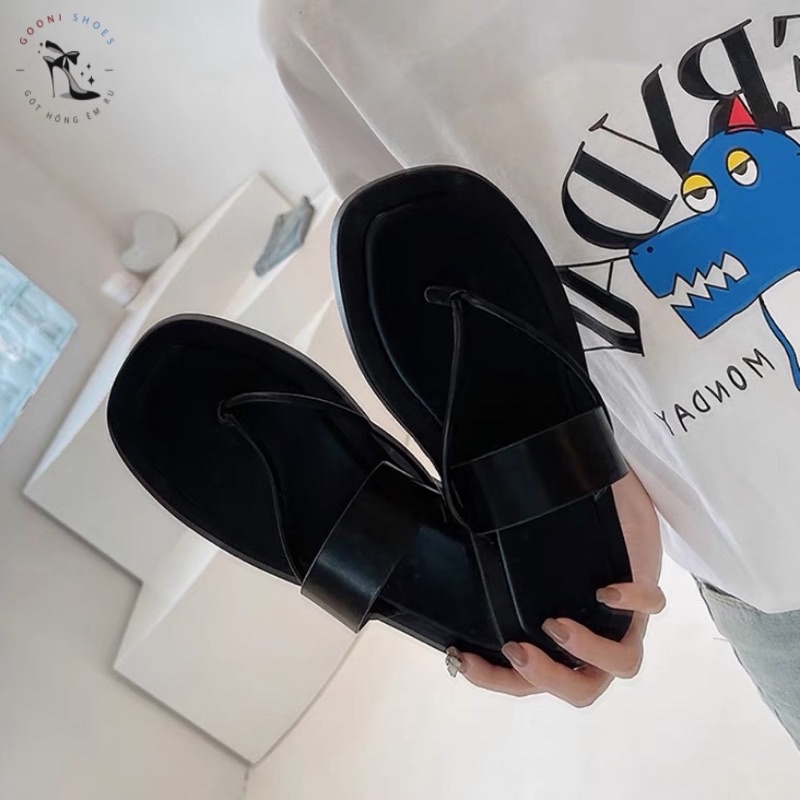 Dép cao su đế dày xỏ ngón mix quai ngang phong cách cá tính thời trang dành cho nữ