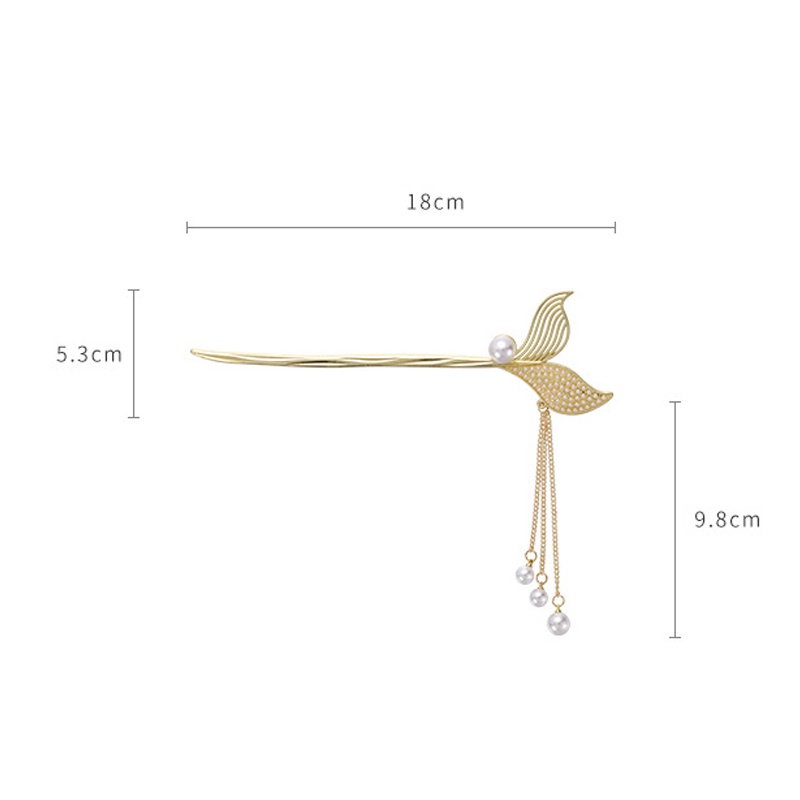Trâm Cài Tóc Kim Loại Hình Đuôi Nàng Tiên Cá Đính Đá Sang Trọng Cho Nữ YOS