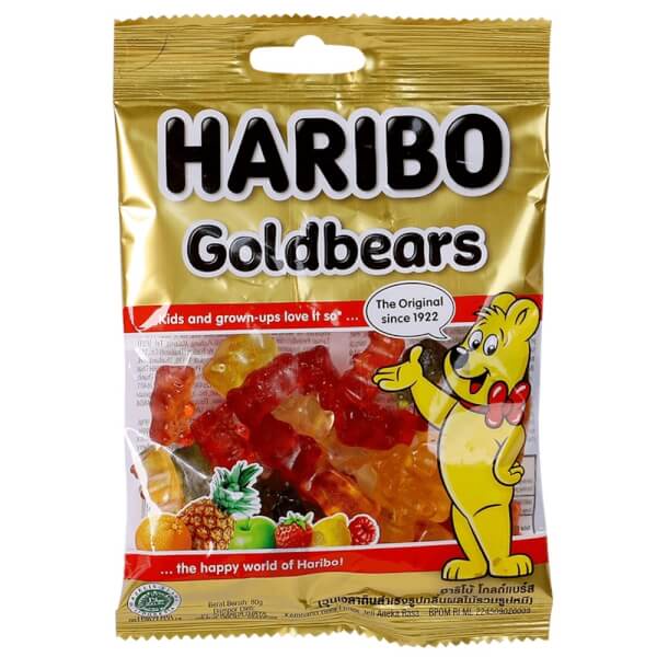 Kẹo dẻo Haribo Goldbears hình trái cây gói 80g (đủ vị best seller)