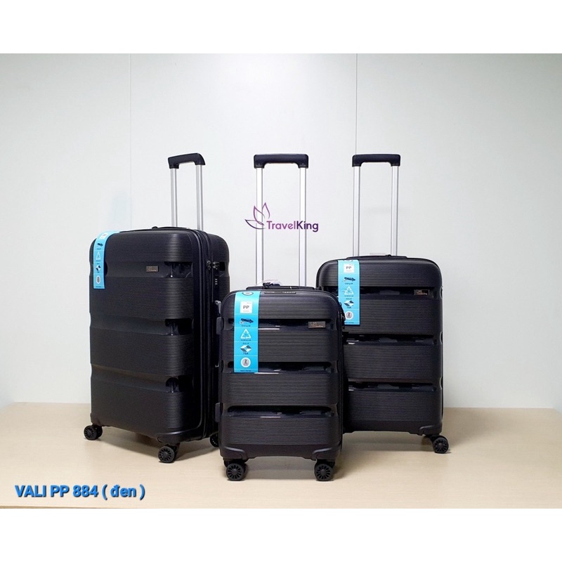 Vali travelking mã 884 siêu bền dc làm từ nhựa pp chống xước chống va đập đủ 3 Size