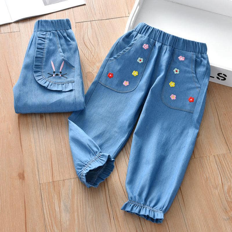 Quần Jeans Bé Gái Lưng Thun, Ống Túm Cho Bé Size Từ 11-30Kg