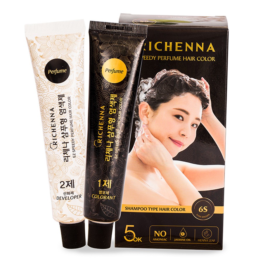 Thuốc nhuộm tóc phủ bạc dạng dầu gội Richenna EZ Speedy Perfume Hàn Quốc 60G