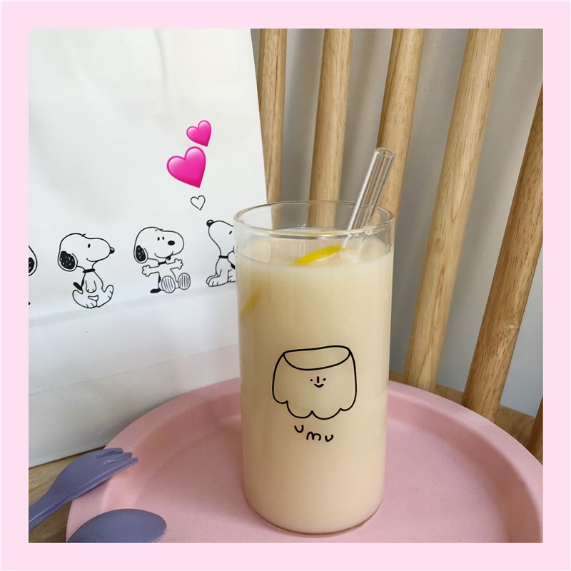 Cốc Thủy Tinh Ly Thủy Tinh Cao Pudding Umu Uống Nước Trà Sữa Tối Giản Decor Xinh Xắn