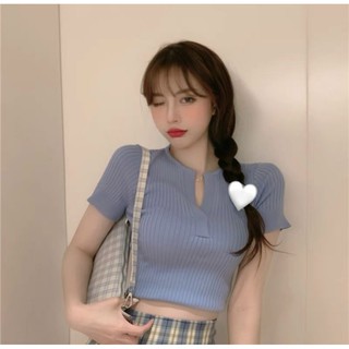 Áo croptop thun gân basic