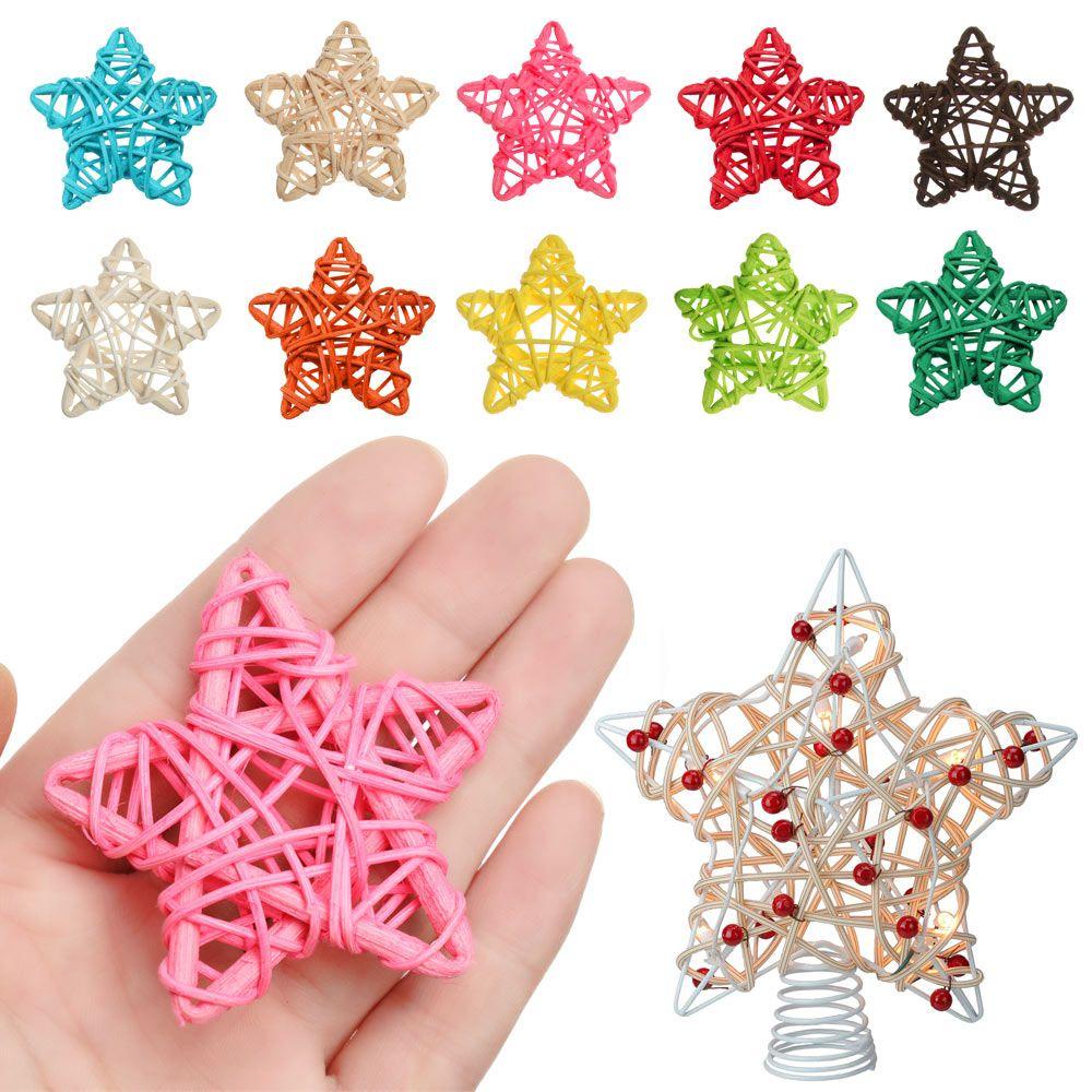 KUNHEV 10 cái mây nhân tạo ngôi sao tự làm phụ kiện tiệc cưới xmas lễ hội cây đồ trang trí sepak takraw