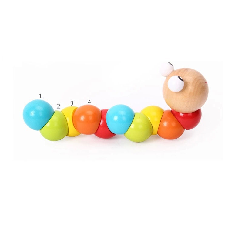 Đồ chơi giáo dục con sâu gỗ uốn dẻo nhiều màu sắc đáng yêu cho bé