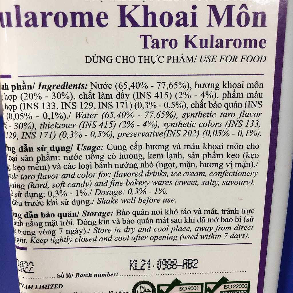 Hỗn hợp Hương Màu / Kularome / Tinh Khoai Môn Mauri 50ml