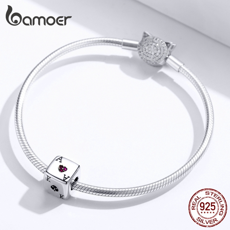 Hạt trang sức BAMOER SCC1440 làm từ bạc 925 hình viên xí ngầu khu rừng ma thuật độc đáo