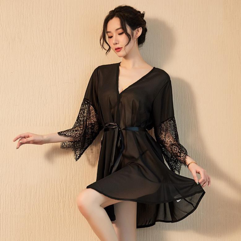 Váy ngủ sexy áo choàng ngủ xuyên thấu tay ren tiểu thư gợi cảm quyến rũ 396 | BigBuy360 - bigbuy360.vn