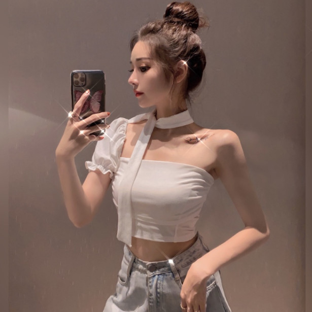 Áo Phối Dây Mảnh Buộc Màu Trơn Dành Cho Nữ