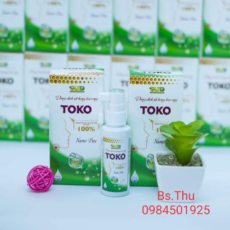Dung dịch xịt họng keo ong TOKO Tako nguyên liệu keo ong nhập khẩu Hàn Quốc, Nano bạc chai lớn 50ml