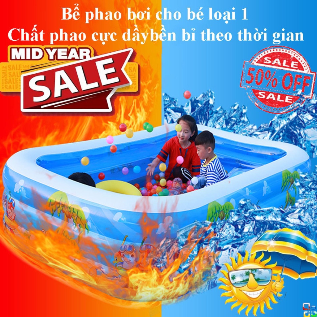 Bể Bơi Phao Bơm Hơi Cỡ Lớn Trong Nhà Cỡ 1m3-1m5-1m8-2m1 Cho Bé Yêu Thỏa Sức Vui Đùa