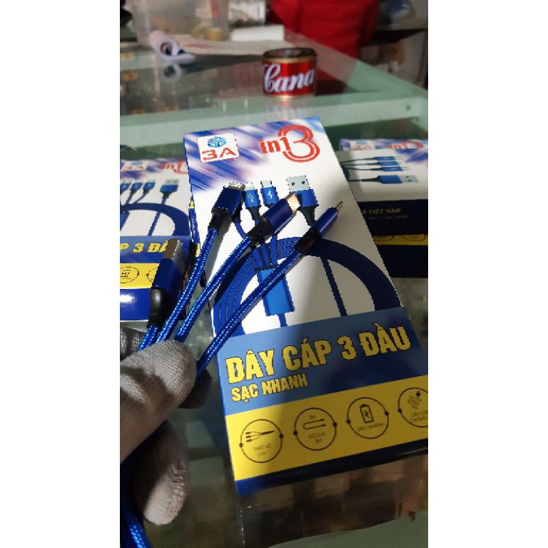 Cáp sạc nhanh ZUZG 3 in 1 bọc dù siêu bền