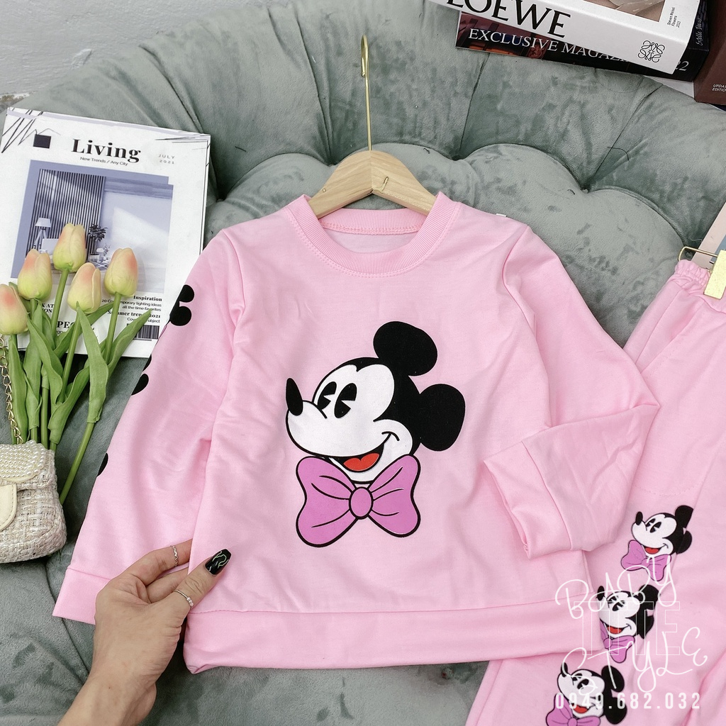Bộ quần áo thu đông &quot;MICKEY&quot; 14-45kg cho bé gái 4-14 tuổi. Thiết kế xinh xắn, đáng yêu. G30
