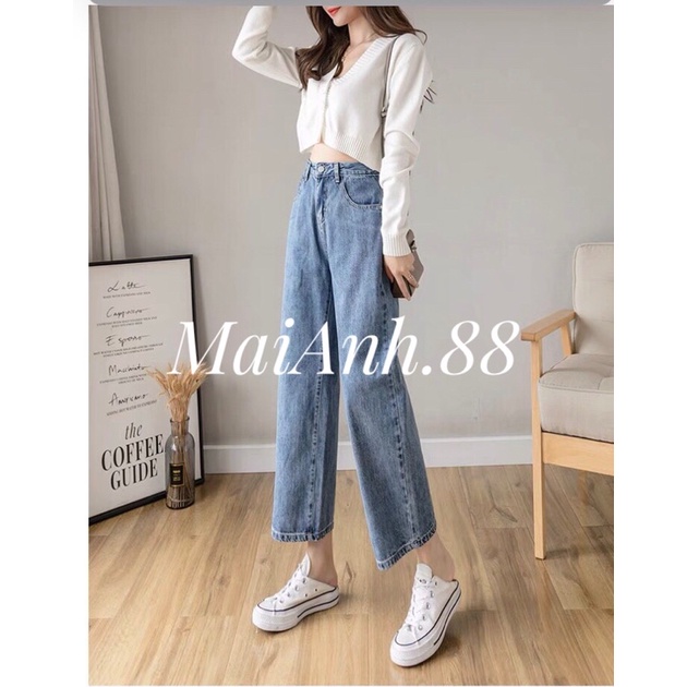 Quần jeans ống rộng nữ MaiAnh.88 quần bò ống suông lưng cao