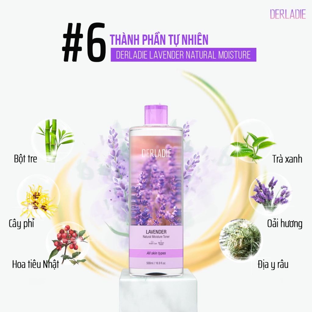 Nước Cân Bằng Da Derladie - Toner Kiềm Dầu Derladie Lavender Natural Moisture Toner 500ml