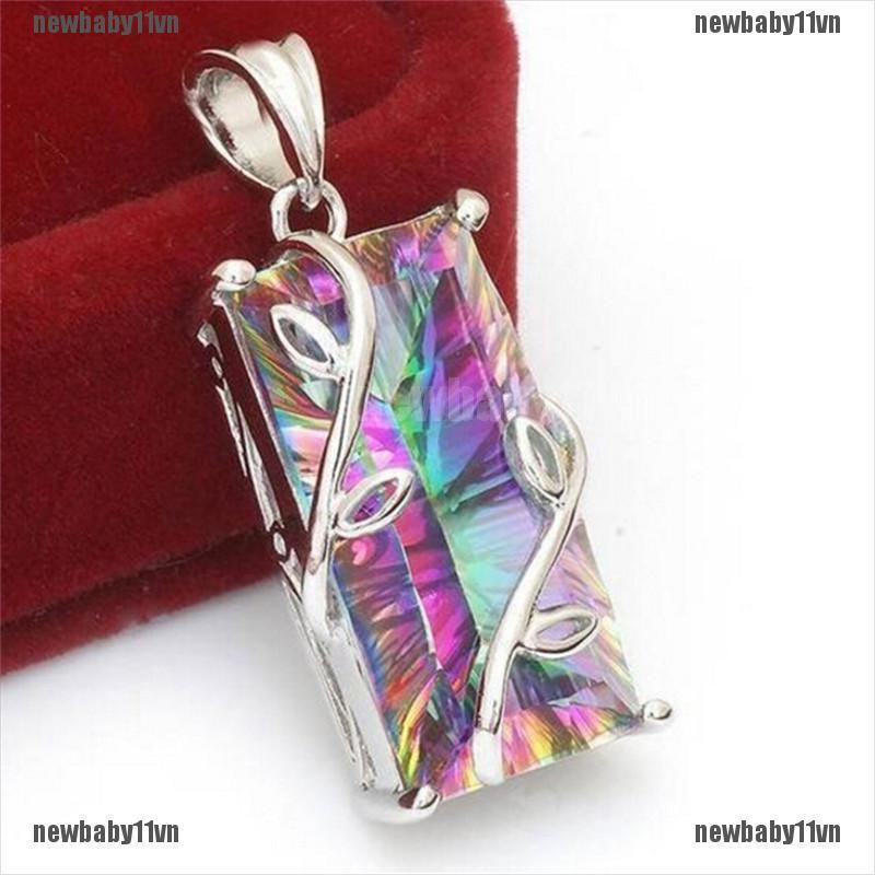 Vòng cổ Dài Mặt Đá Pha Lê Cầu Vồng