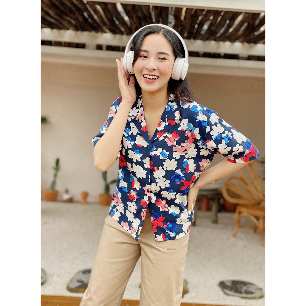 Happy Zoo - Áo pijama lụa tay ngắn ( 2 màu )