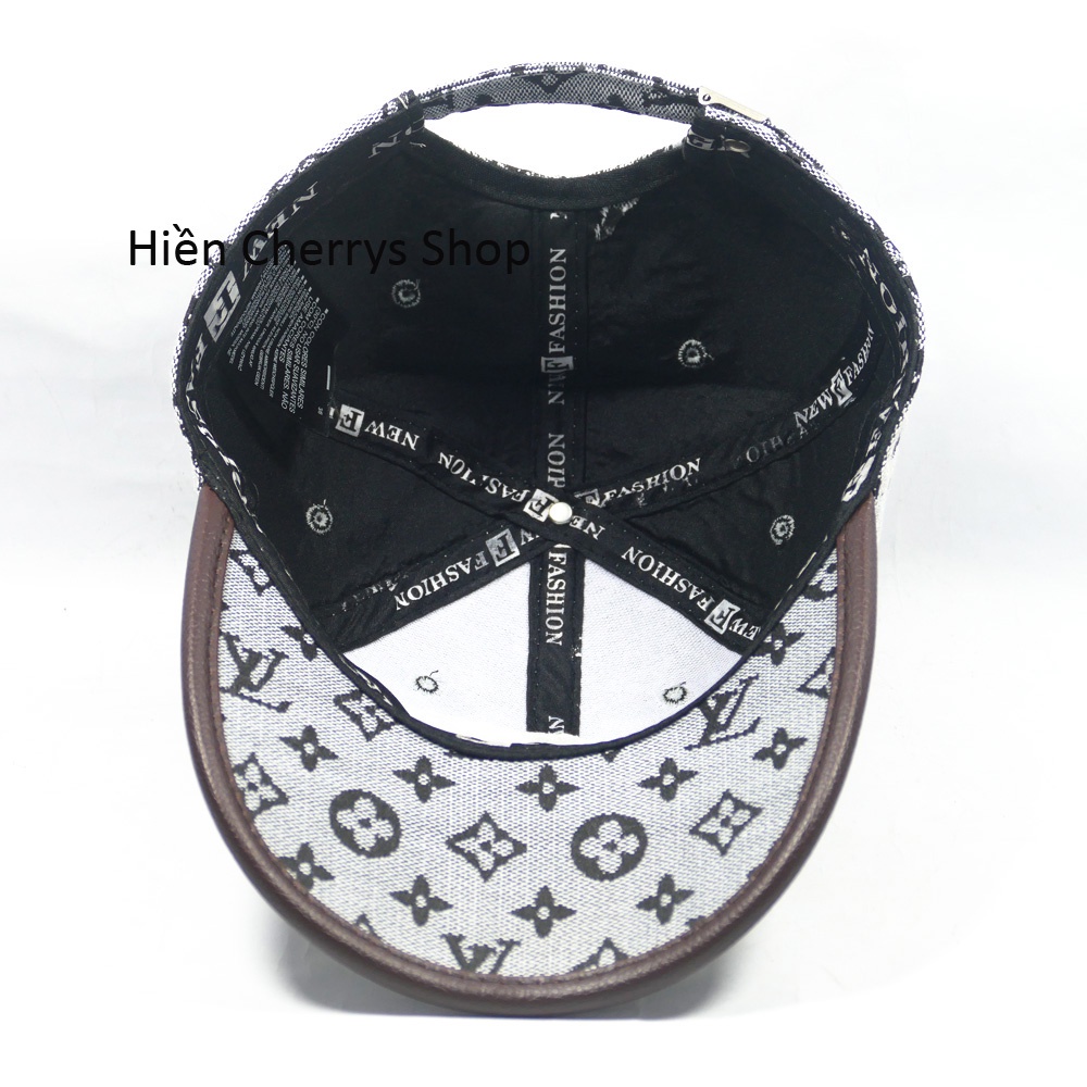 Nón kết, Mũ Lưỡi Trai thêu mặt da kết hợp gắn mặt sắt chữ LV- Chất liệu Cotton phù hợp cho cả nam và nữ.