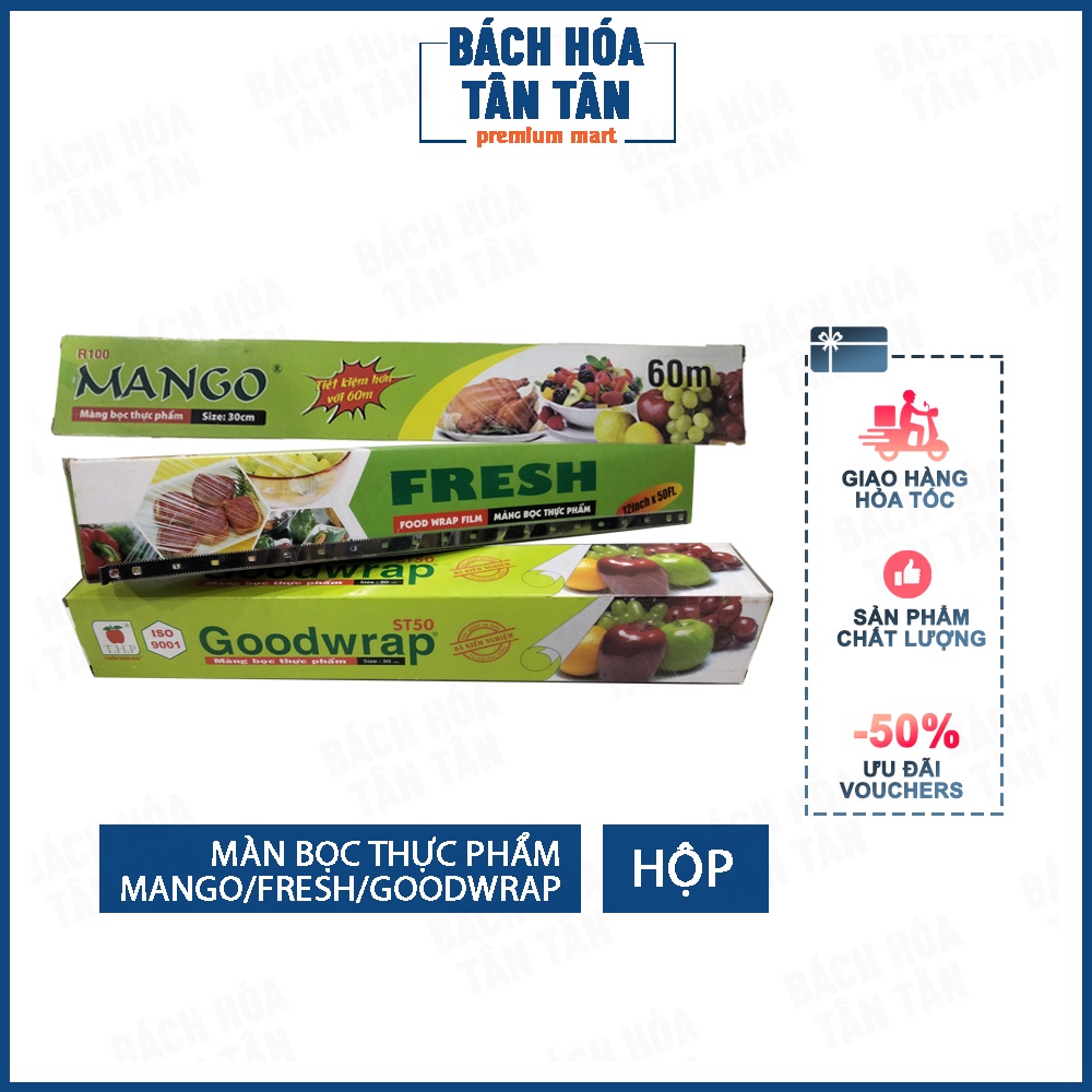 Màn bọc thực phẩm hiệu MANGO/FRESH/Goodwrap, hộp ngẫu nhiên