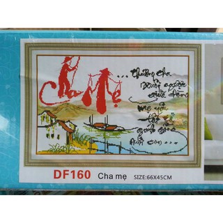 Tranh đính đá Cha Mẹ Df160 (66x45) chưa đính