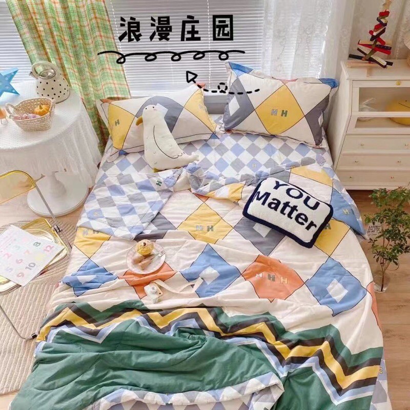 Bộ Chăn Ga Gối Cotton Living Chăn Chần - 100% Cotton Mẫu Hoạt Hình Cực Đáng Yêu Cho Các Bé