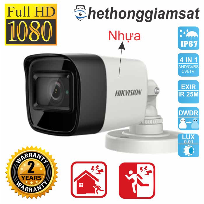 Camera HDTVI Thân Trụ HIKVISION DS-2CE16D0T-ITF, DS-2CE16D0T-ITPF 2MP, chính hãng, bảo hành 24 tháng