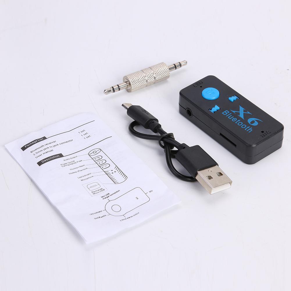 X6 Wireless 3.5mm AUX Audio Receiver Bluetooth 4.2 Adapter Support TF Card