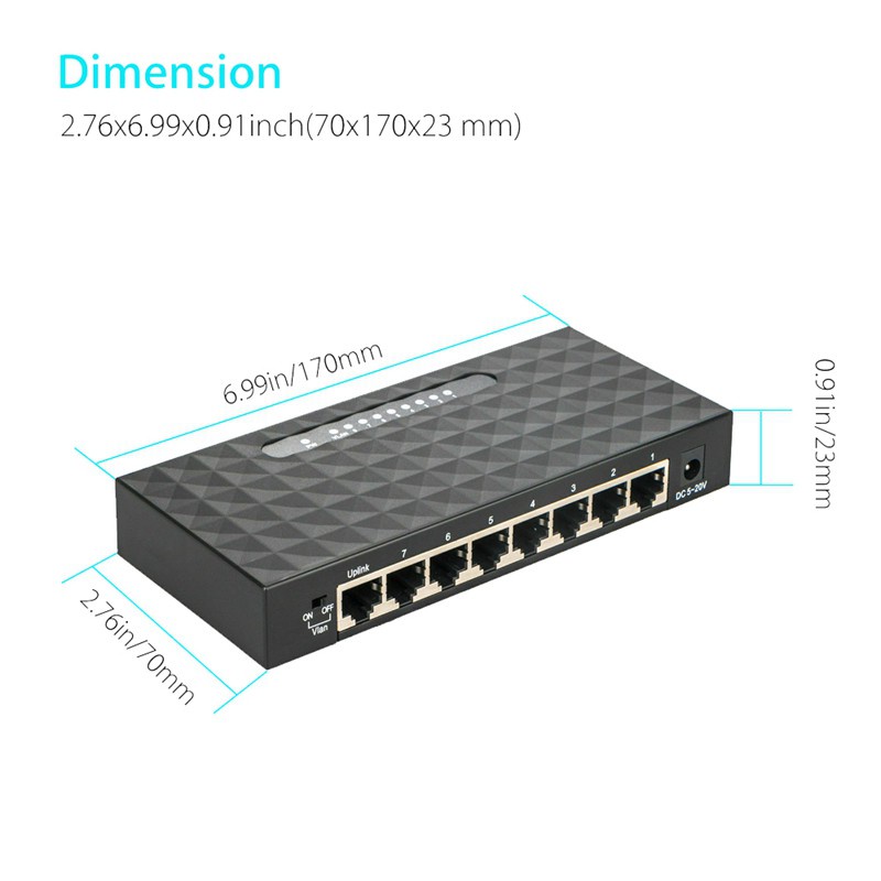 【In stock】 USB Mini Lan Poe Ethernet Network Desktop Switch 8 Port 10 100Mbps H3VN