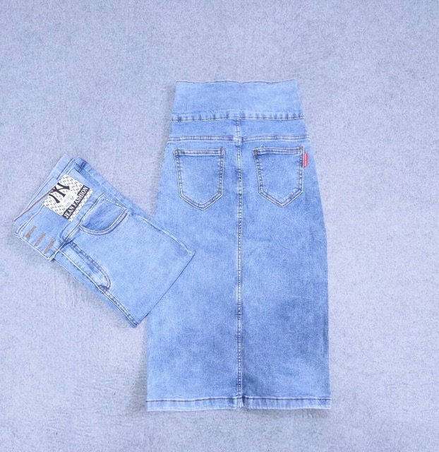 Chân váy jeans nữ lưng siêu cao tôn dáng