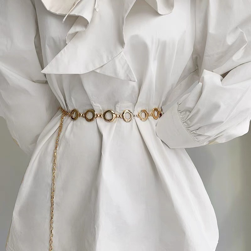 Dây thắt eo váy hình chuỗi xích tròn chất liệu dày dặn 2 màu cá tính dành cho bạn nữ