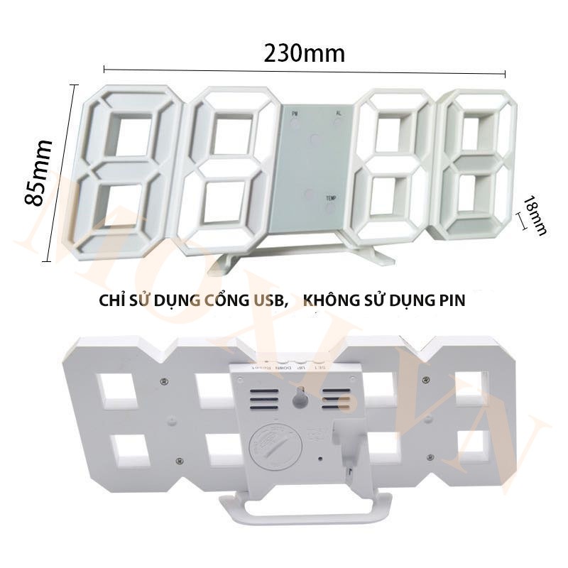 [ Tặng Cóc, Dây Sạc & Móc Treo ] Đồng hồ LED 3D treo tường, để bàn phong cách Hàn Quốc sáng đẹp decor phòng ngủ | BigBuy360 - bigbuy360.vn